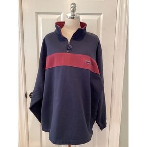 Reebok Men's Vintage Rugby Pullover Quarter Zip Midweight Burgundy Navy - XXL